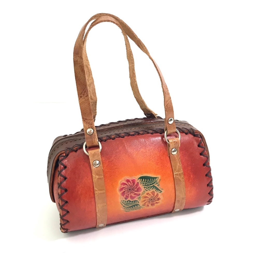 MINI Leather Satchel Souvenir Floral Stamped PURSE